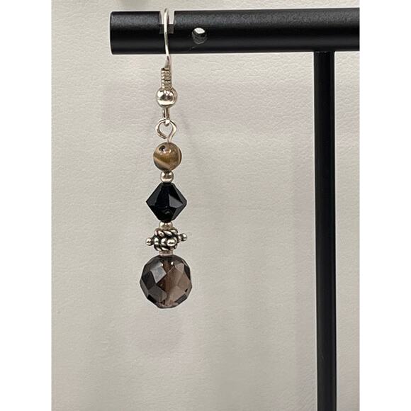 Sterling Silver Smoky Quartz‎ Pendant Beads Jasper Necklace and 925 Earring Set - Picture 7 of 10